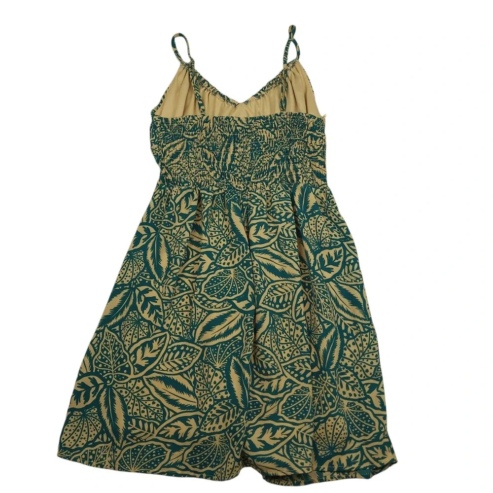 Sienna Sky Womens Tropical Leaf Mini Dress Sz Medium Spaghetti Strap Boho Casual